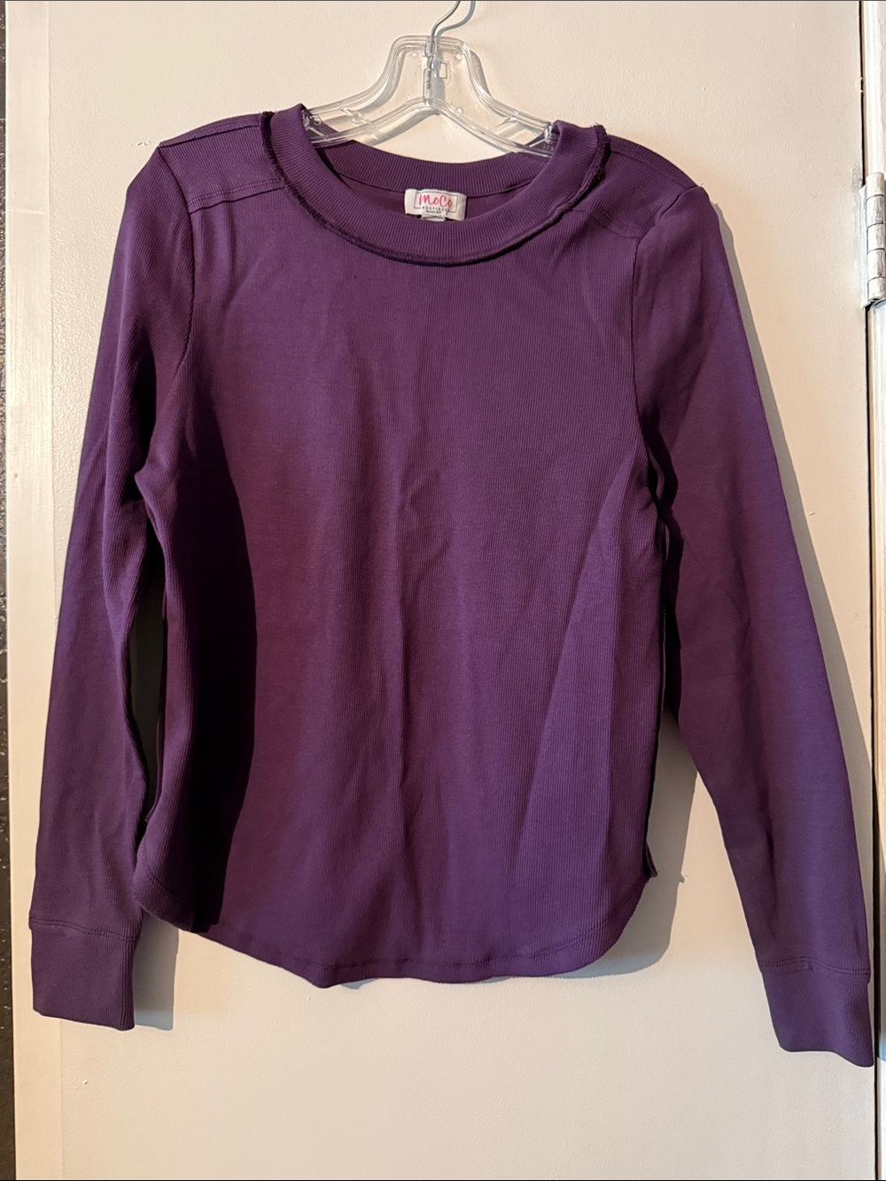 Women’s MOCO Boutique Long-Sleeve Dark Purple stretch Crew Top